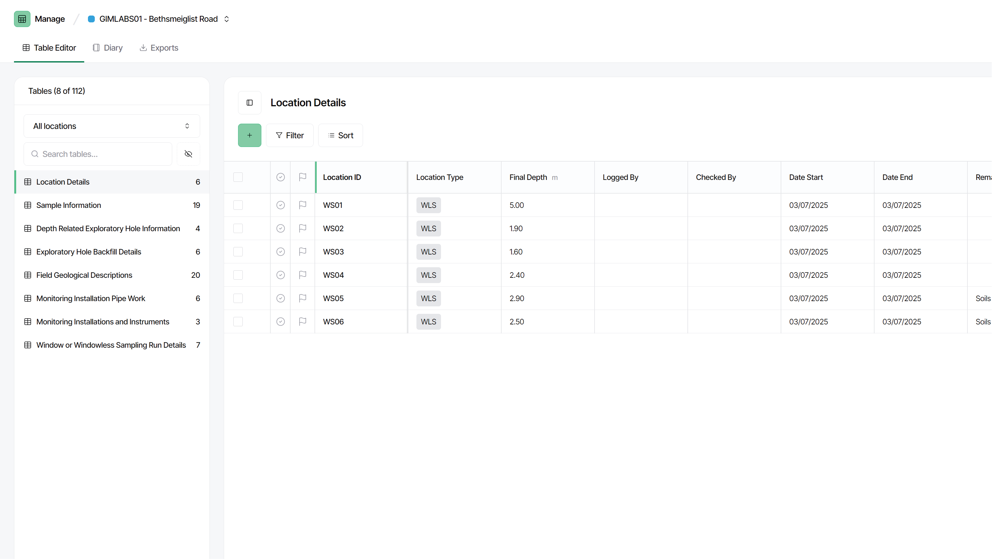Manage Table Editor